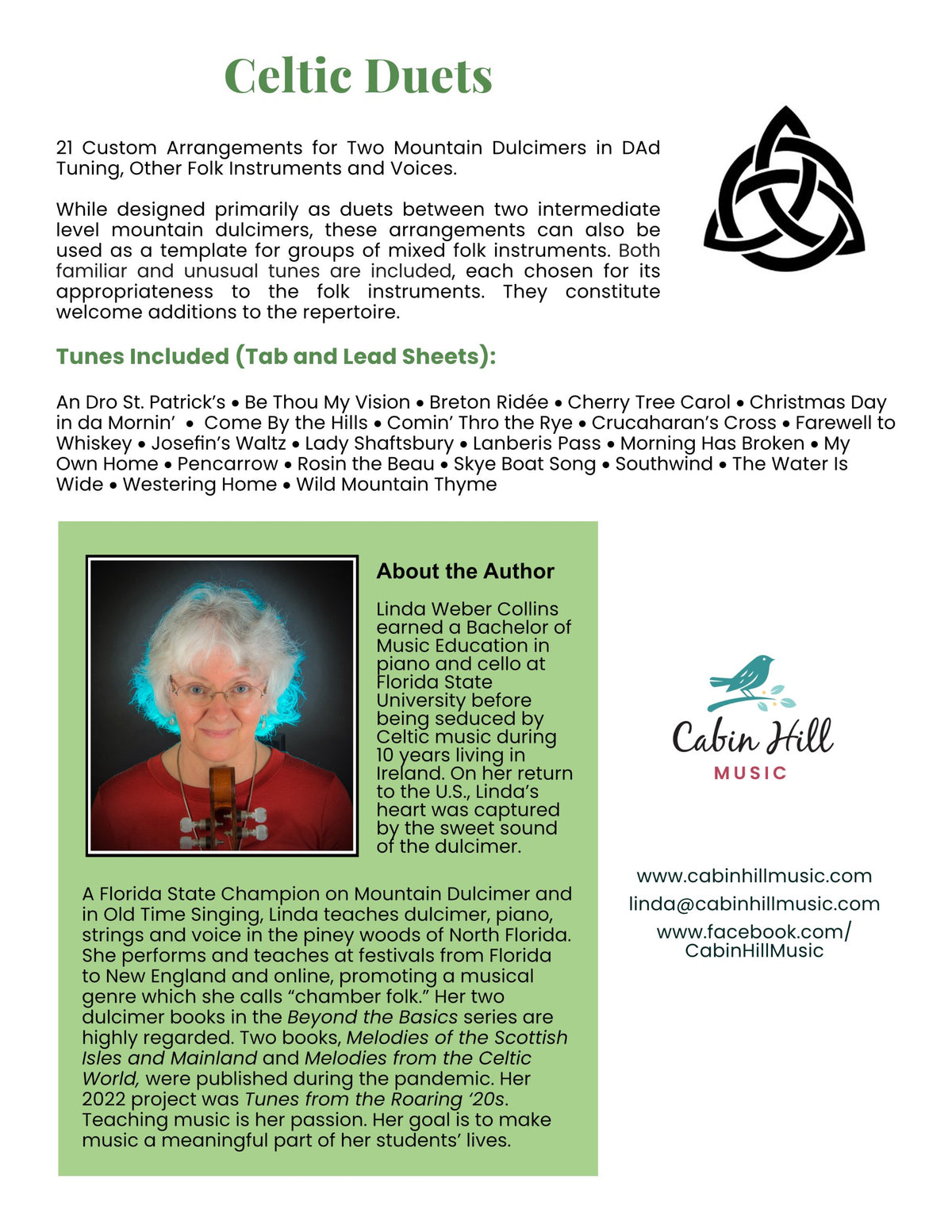 Back cover of Celtic Duets by Linda Weber Collins