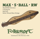 Folkcraft® Mountain Dulcimer String Set, MaxDAD (Standard/Bass Hybrid), Ball Ends (.012" .015" .024"RW .032"RW .054"RW)