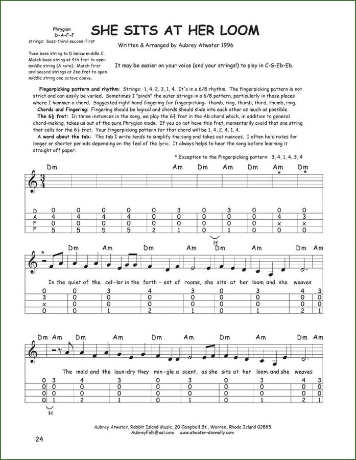 Aubrey Atwater - Song By Song, Vol. I, mountain dulcimer songbook, photo 4