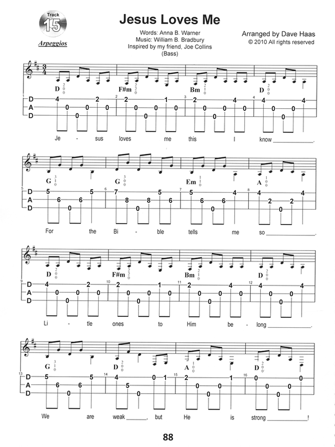 Jesus Loves Me in mountain dulcimer tab, from Going Home