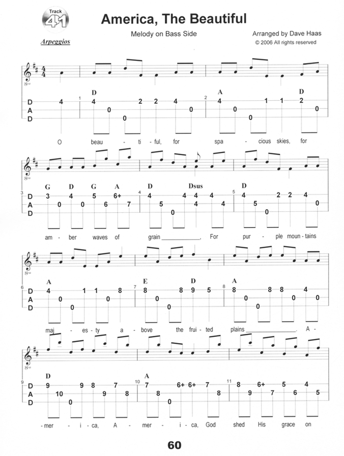 America, The Beautiful in mountain dulcimer tab, from More Beautiful Melodies