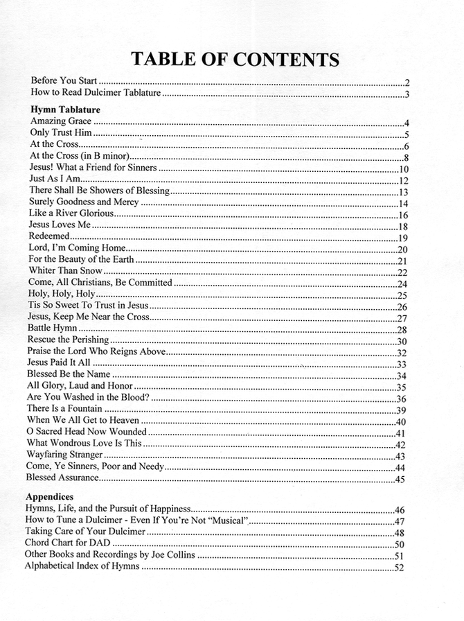 Joe Collins - Simply Hymns, DAA Version, mountain dulcimer songbook, photo 5