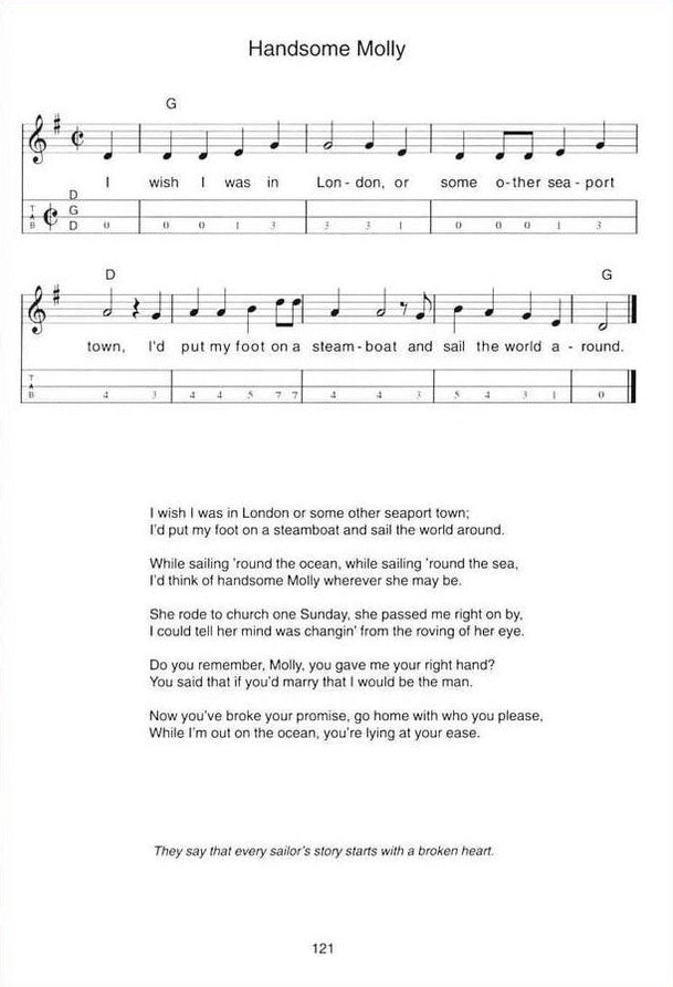 Handsome Molly in mountain dulcimer tab, from Favorite Old-Time American Songs For The Dulcimer