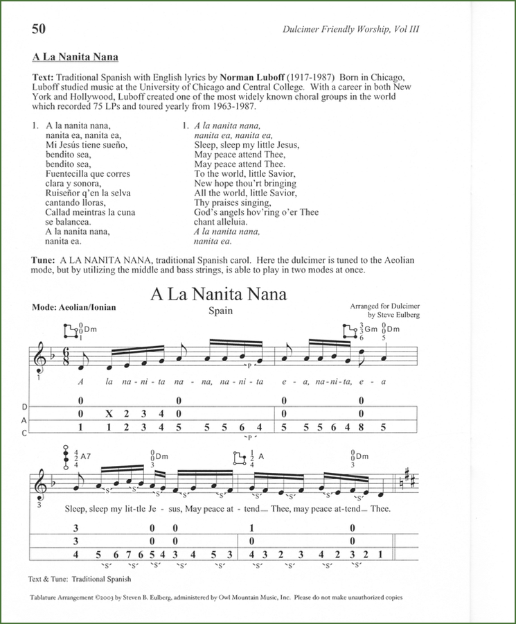 Steve Eulberg - Dulcimer-Friendly Worship, Vol. 3: Christmas In A Mellow Mode-Folkcraft Instruments