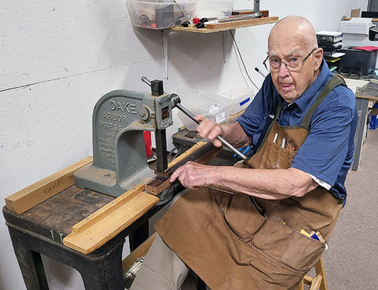 jim ash (Dad) working on a DulciVox fretboard