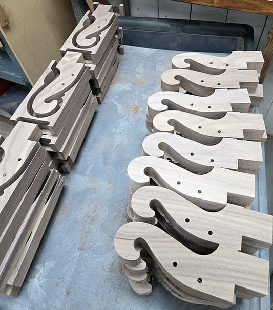 The dulcimer scroll heads Dad's been working on continues