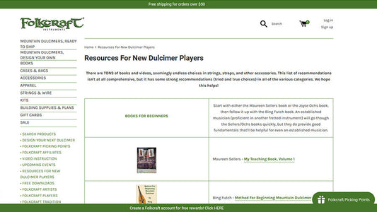 resources for new dulcimer players