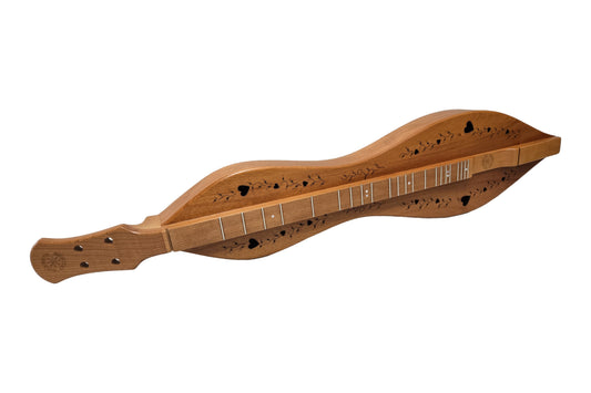 FolkRoots D Series mountain dulcimer, cherry body, mahogany top, front view