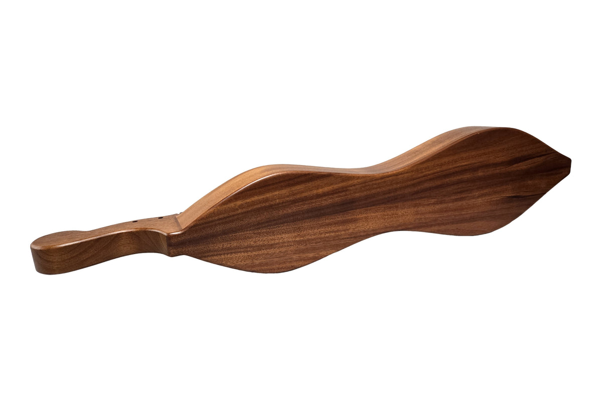FolkRoots H Series mountain dulcimer, mahogany body, spruce top, back view