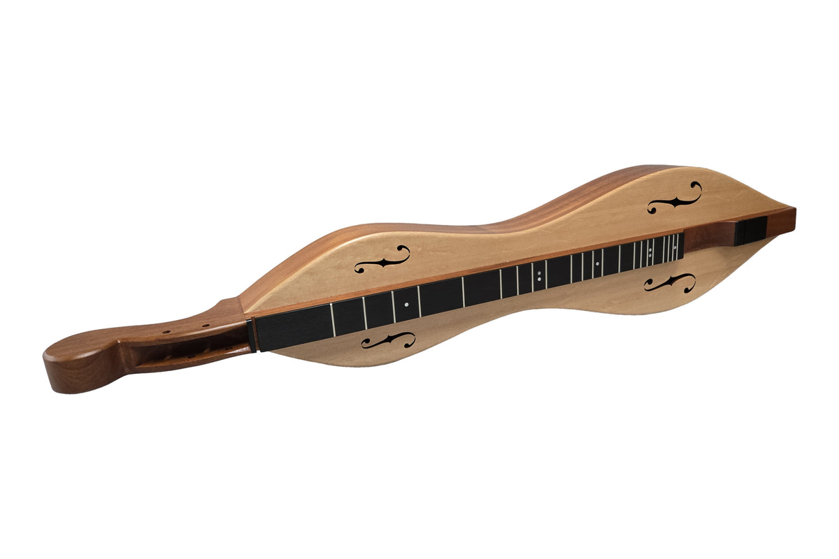 FolkRoots H Series mountain dulcimer, mahogany body, spruce top, front view
