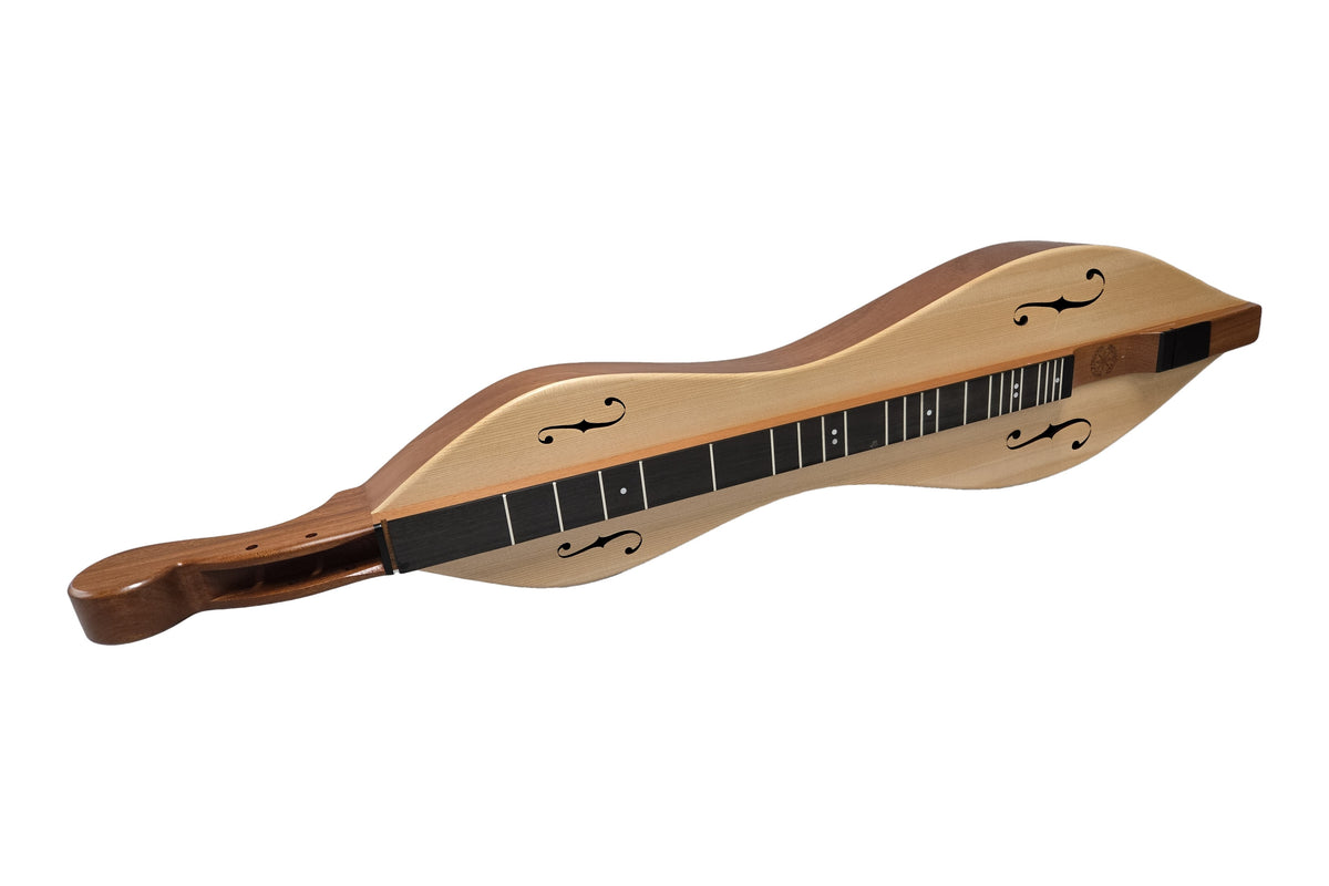 FolkRoots H Series mountain dulcimer, mahogany body, spruce top, front view