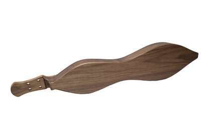 FolkRoots H Series mountain dulcimer, walnut body, butternut top, back view
