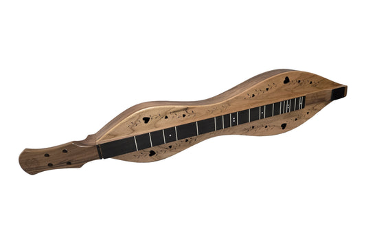 FolkRoots H Series mountain dulcimer, walnut body, butternut top, front view