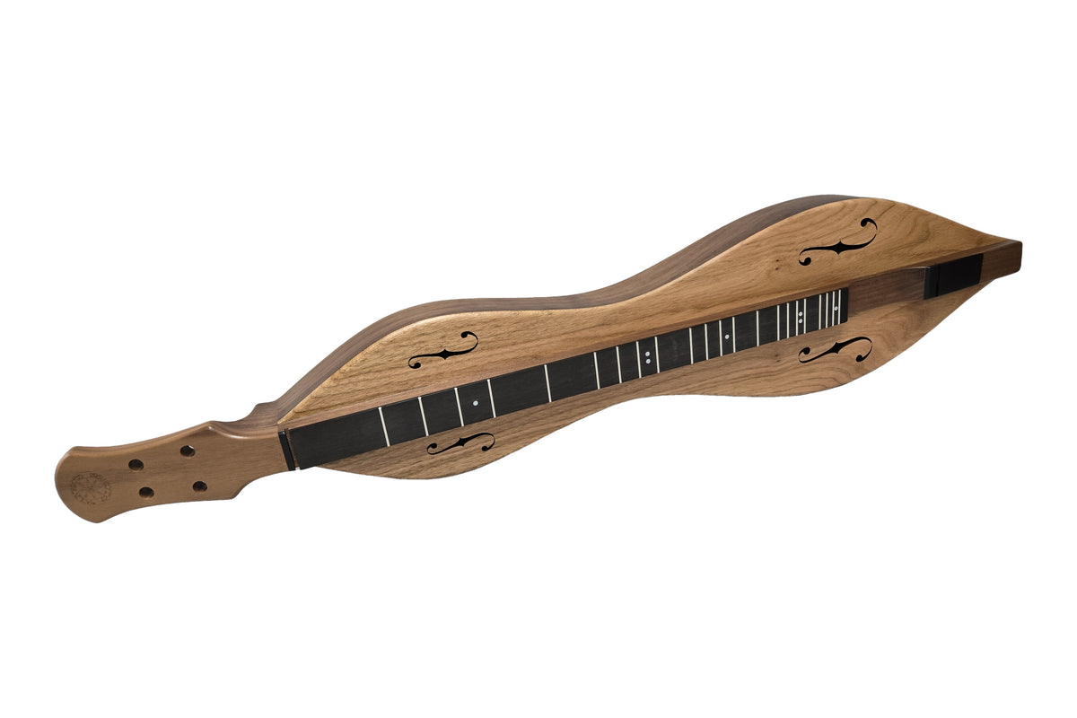 FolkRoots H Series mountain dulcimer, walnut body, butternut top, front view