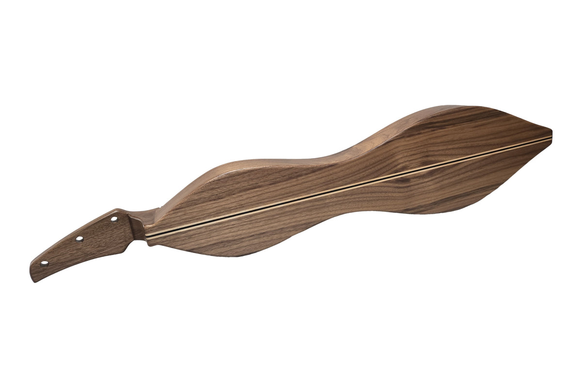 Folkcraft Custom Series mountain dulcimer, walnut body, pine top, back view