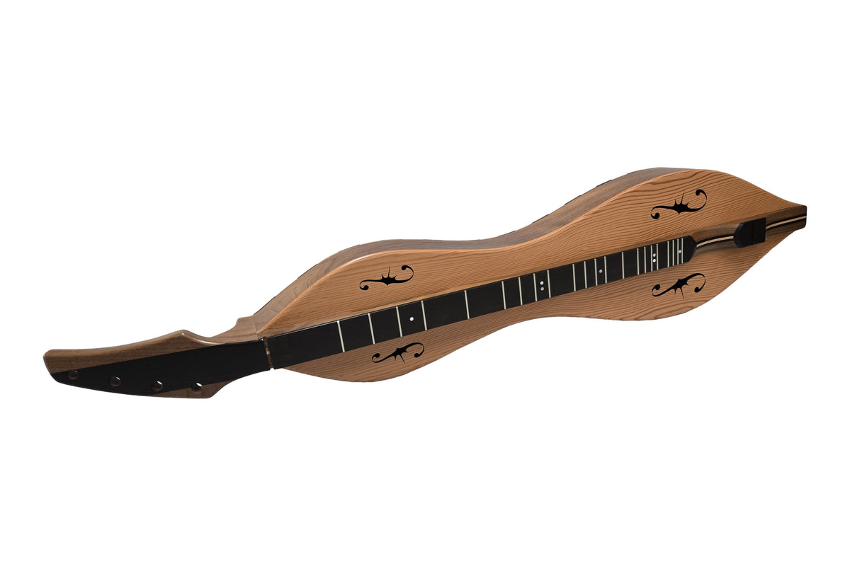 Folkcraft Custom Series mountain dulcimer, walnut body, pine top, front view
