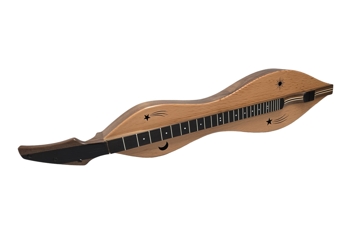 Folkcraft Custom Series mountain dulcimer, walnut body, pine top, front view