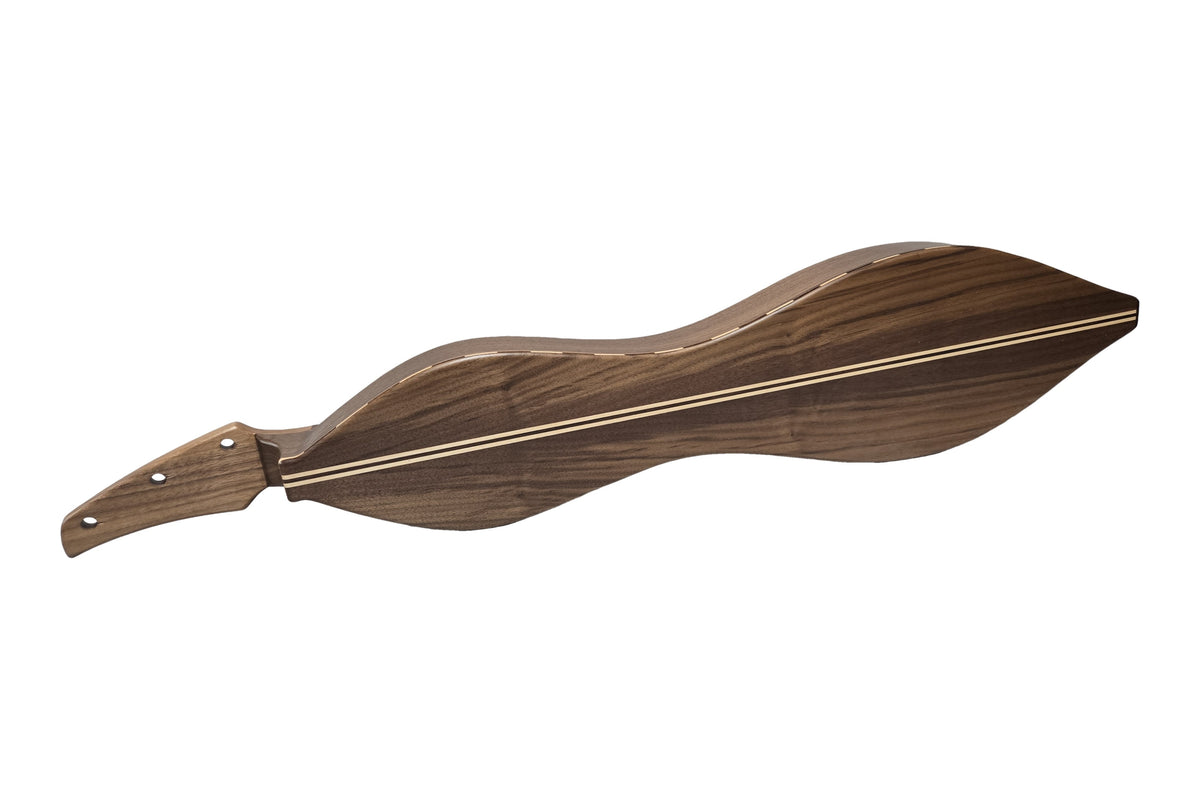 Folkcraft Custom Series mountain dulcimer, walnut body, spruce top, back view
