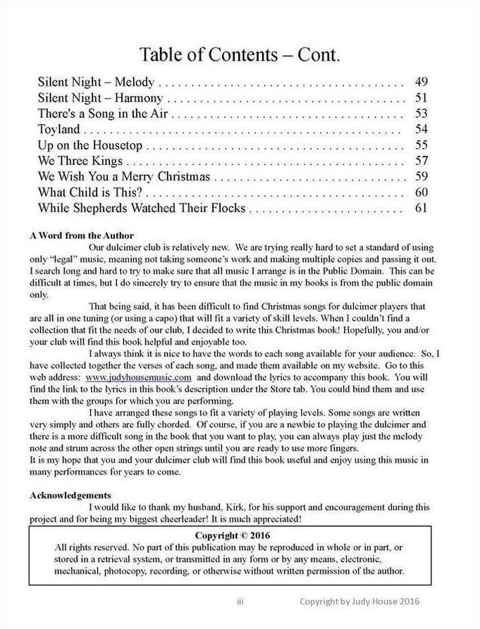 Christmas Songs For Mountain Dulcimer