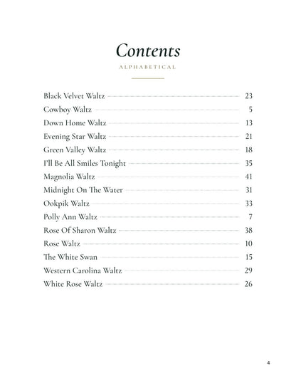 Table of contents of The Waltz Collection by Larry Conger