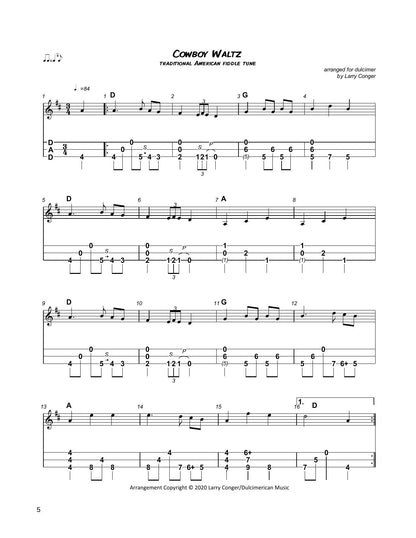Cowboy Waltz in mountain dulcimer tab, from The Waltz Collection by Larry Conger