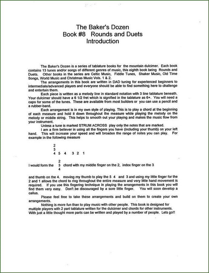 Shelley Stevens - The Baker's Dozen: 13 Songs And Tunes For Mountain Dulcimer - Volume 8 - Rounds And Duets, photo 3