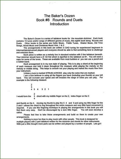 Shelley Stevens - The Baker's Dozen: 13 Songs And Tunes For Mountain Dulcimer - Volume 8 - Rounds And Duets, photo 3