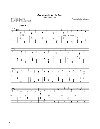 Gymnopedie No. 1 in mountain dulcimer tab, from Classical Melodies For Chromatic Mountain Dulcimer by Dana Gruber