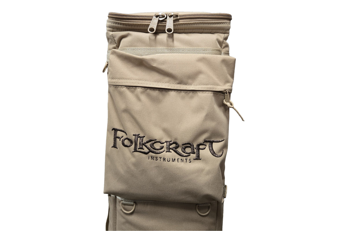 Deluxe Folkcraft Logo Rigid Dulcimer Case, tan, pocket detail