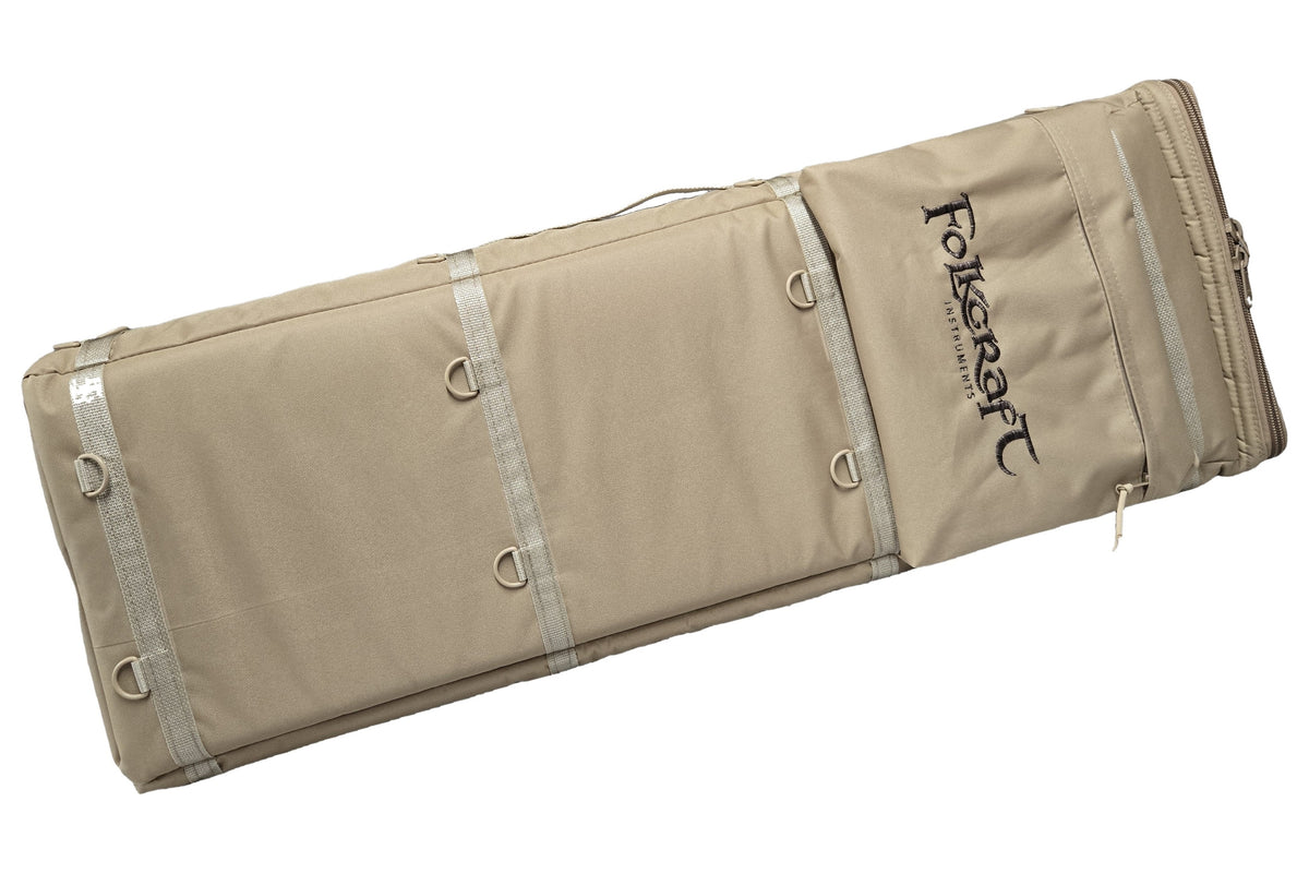 Deluxe Rigid Dulcimer Case for Double Neck, LAP-JO, DulciVox and Resonator Dulcimers, tan, front view