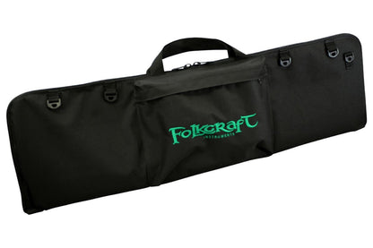 Dulcimer carrying case, black, embroidered Folkcraft Instruments logo, front view