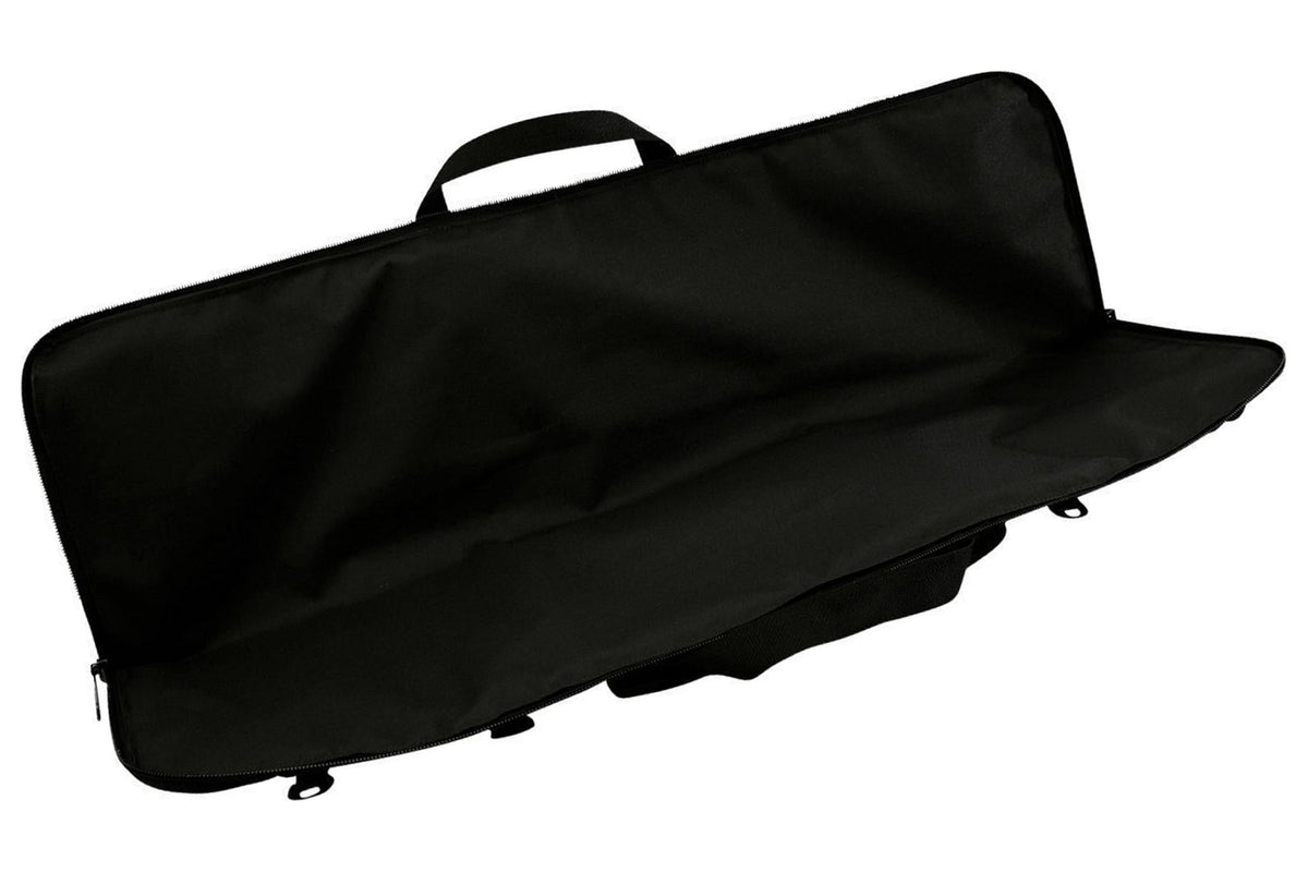 Dulcimer carrying case, black, open, interior view