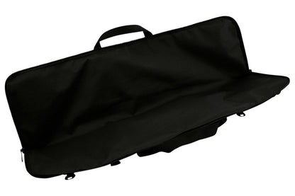 Dulcimer carrying case, black, open, interior view