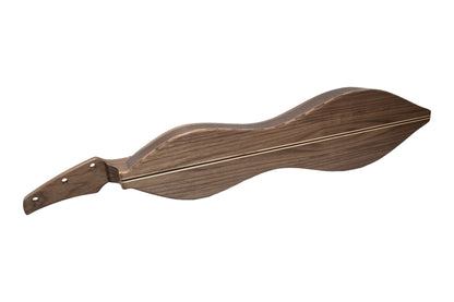 Folkcraft Custom Series mountain dulcimer, walnut body, redwood top, back view