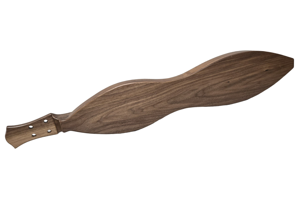 Folkcraft FSH Series mountain dulcimer, walnut body, butternut top, back view