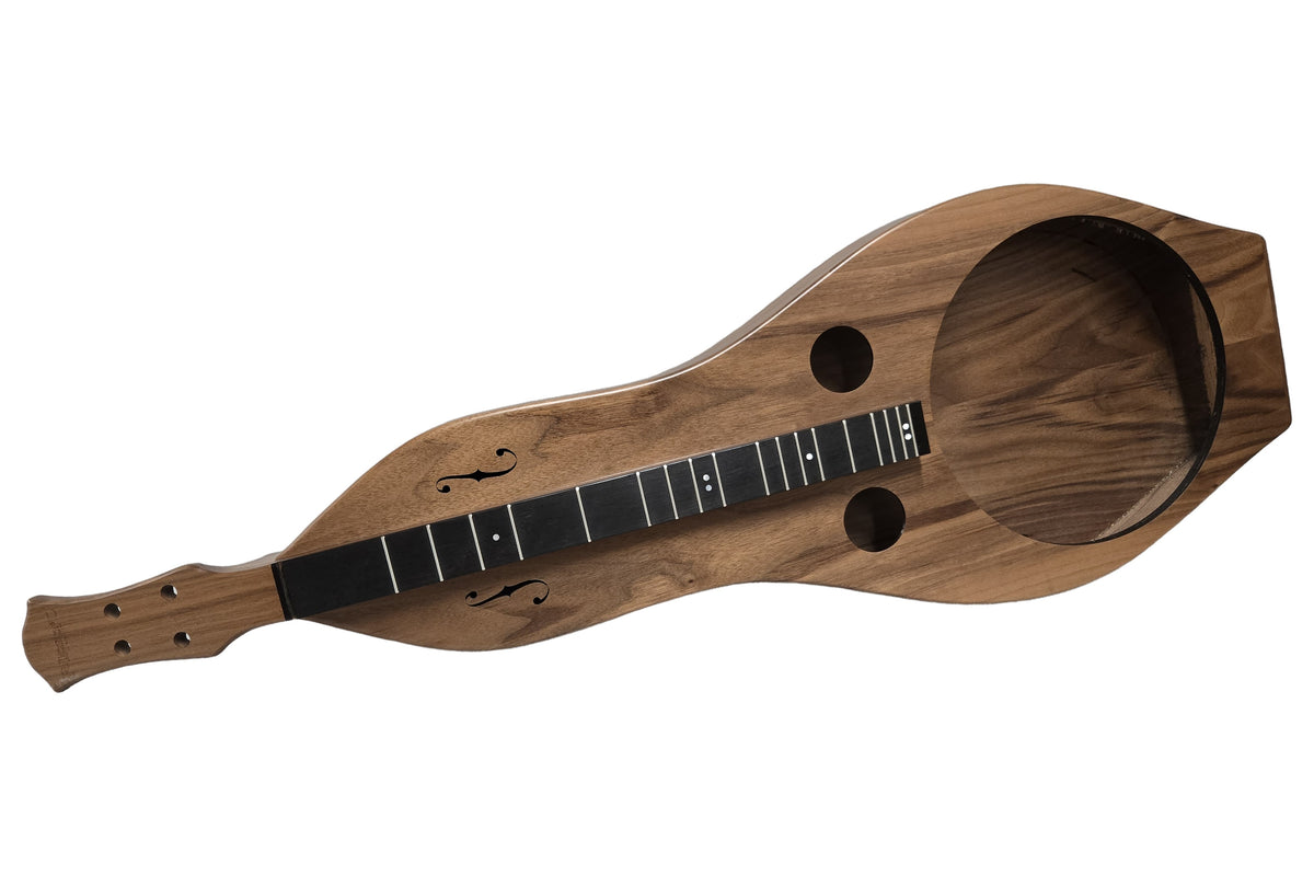 Folkcraft Resonator mountain dulcimer, walnut body, walnut top, front view