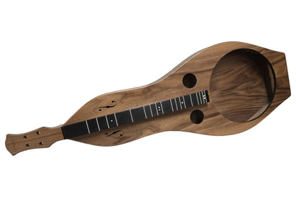 Folkcraft Resonator mountain dulcimer, walnut body, walnut top, front view