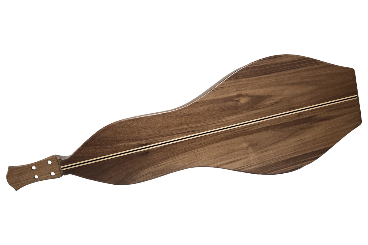 Folkcraft Resonator mountain dulcimer, walnut body, walnut top, back view