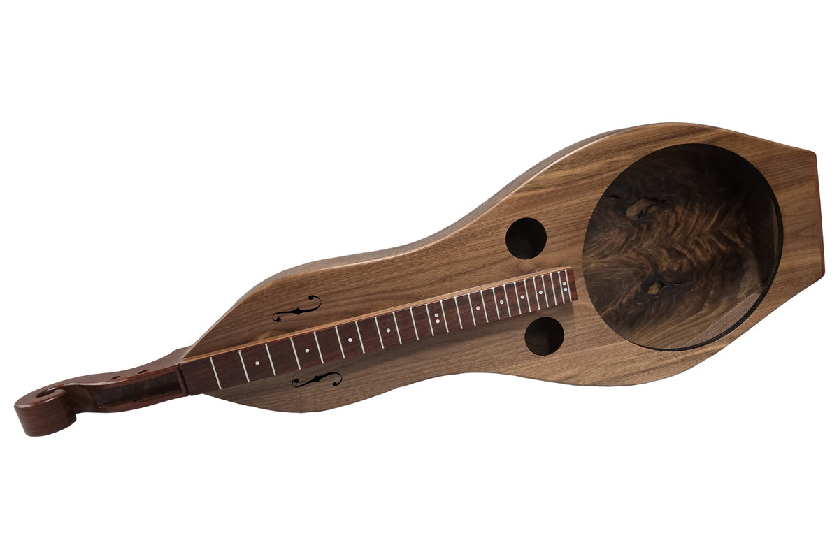 Folkcraft Resonator mountain dulcimer, walnut body, walnut top, front view