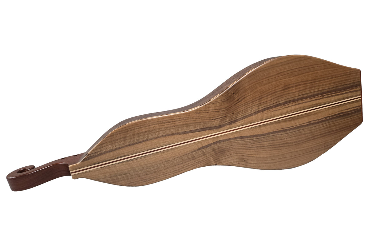 Folkcraft Resonator mountain dulcimer, walnut body, walnut top, back view