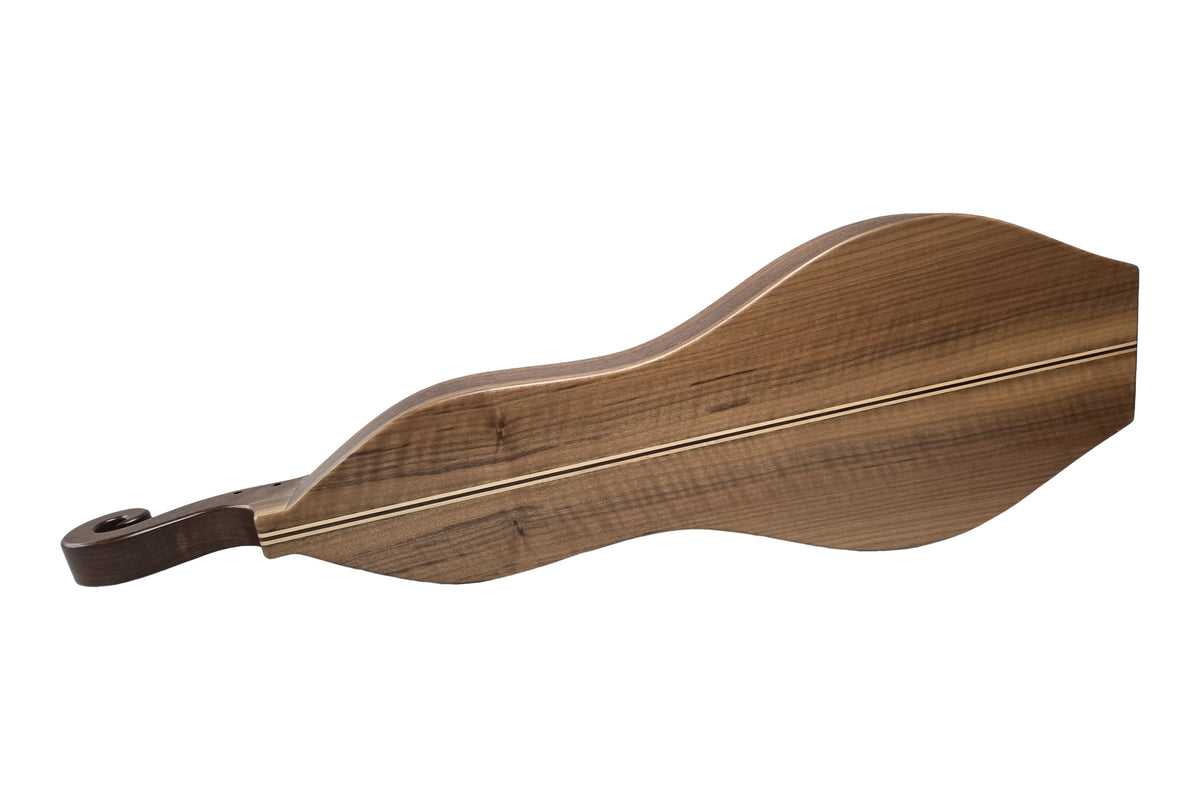 Folkcraft Resonator mountain dulcimer, walnut body, walnut top, back view