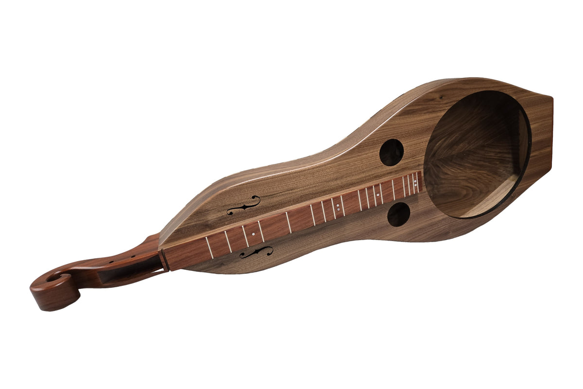 Folkcraft Resonator mountain dulcimer, walnut body, walnut top, front view