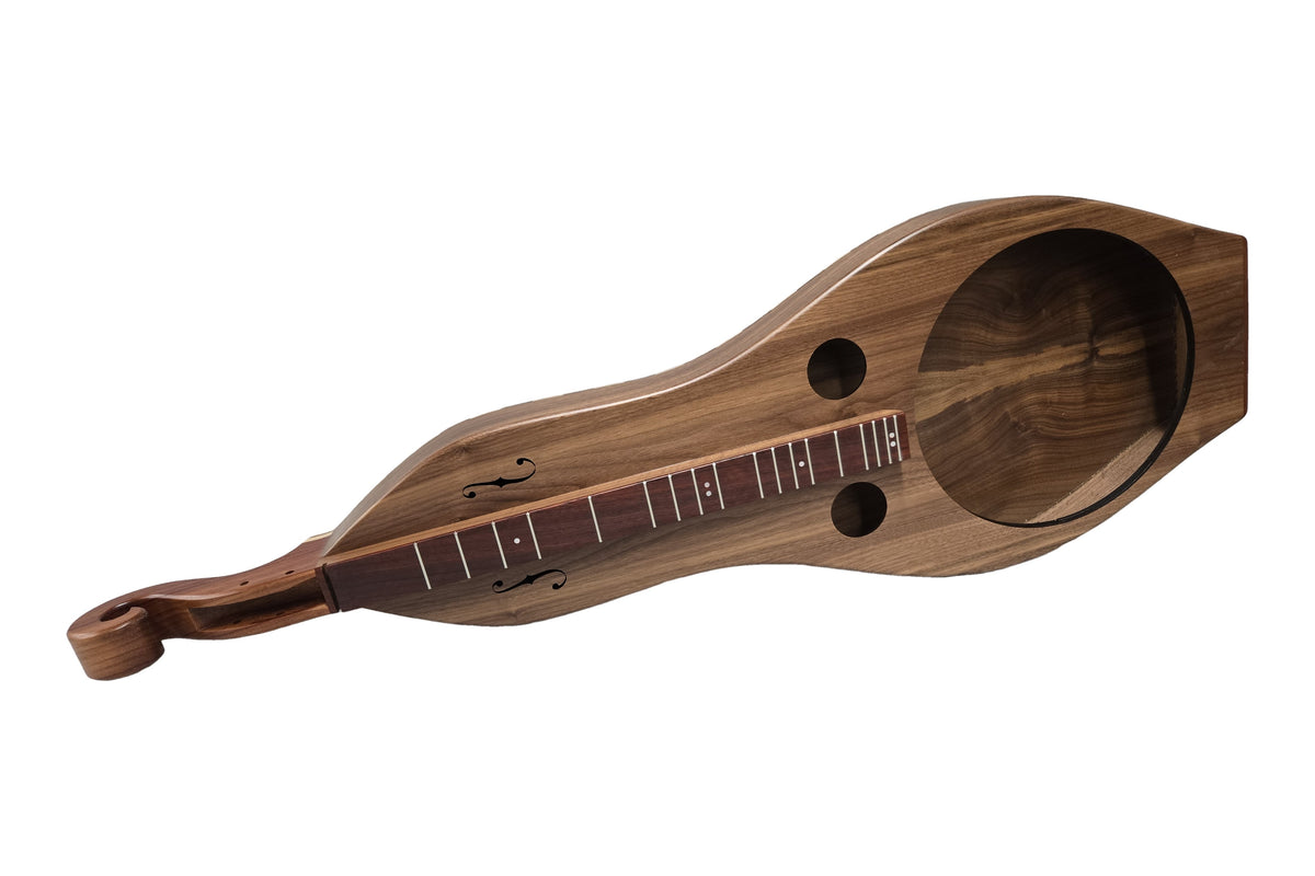 Folkcraft Resonator mountain dulcimer, walnut body, walnut top, front view