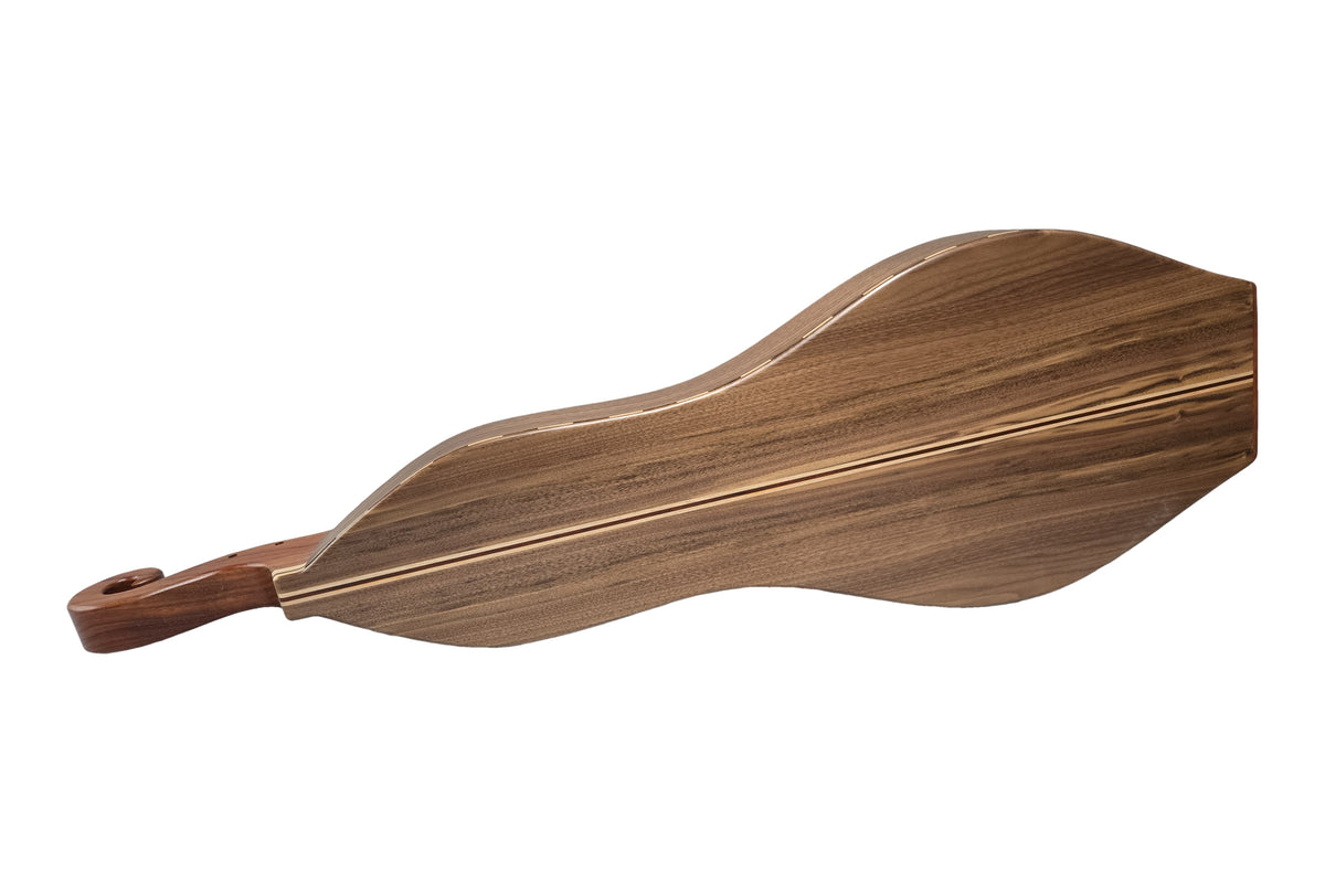 Folkcraft Resonator mountain dulcimer, walnut body, walnut top, back view