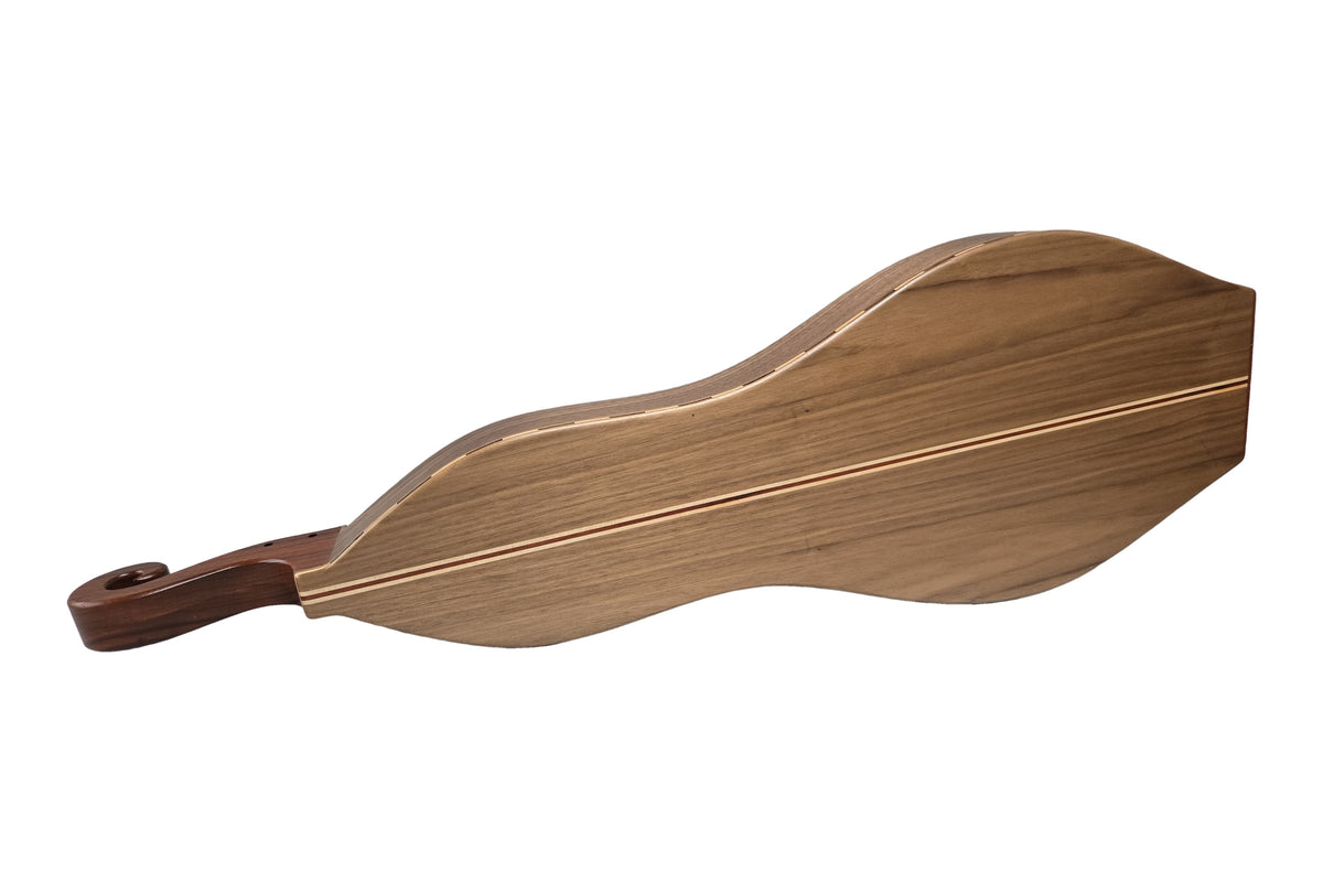 Folkcraft Resonator mountain dulcimer, walnut body, walnut top, back view
