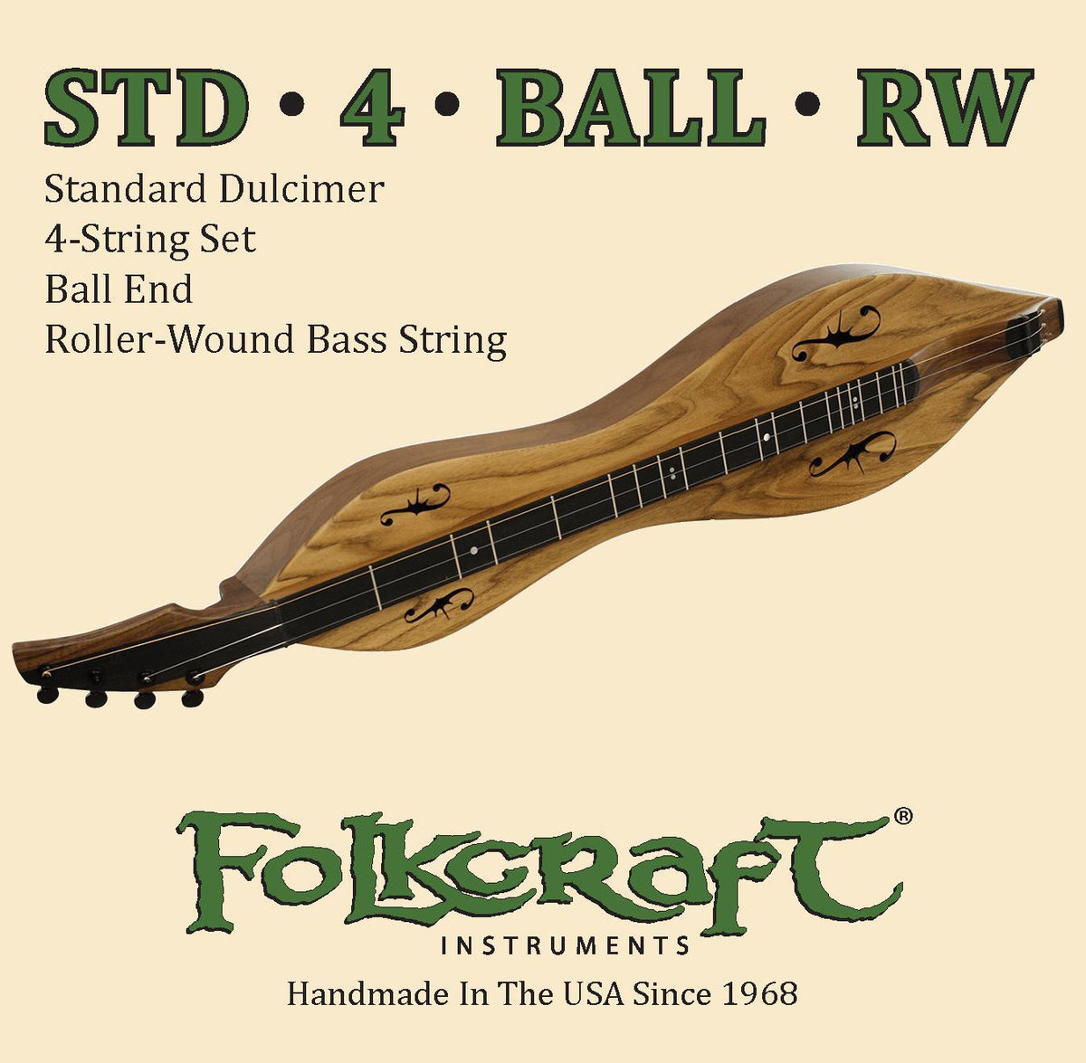 Folkcraft® Mountain Dulcimer String Set, Ball Ends (.011" .011" .013" .024"RW)