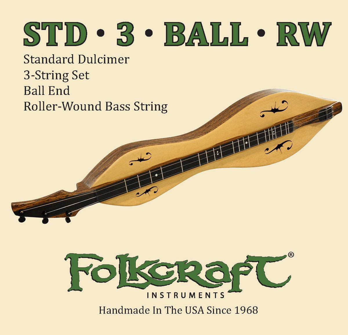 Folkcraft® Mountain Dulcimer String Set, Ball Ends (.012" .015" .024"RW)