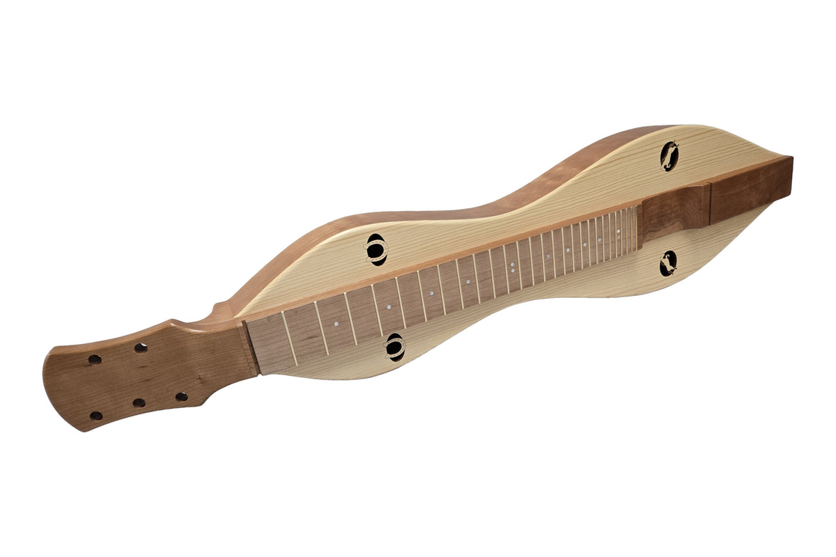 FolkRoots D Series MaxDAD mountain dulcimer, cherry body, spruce top, front view