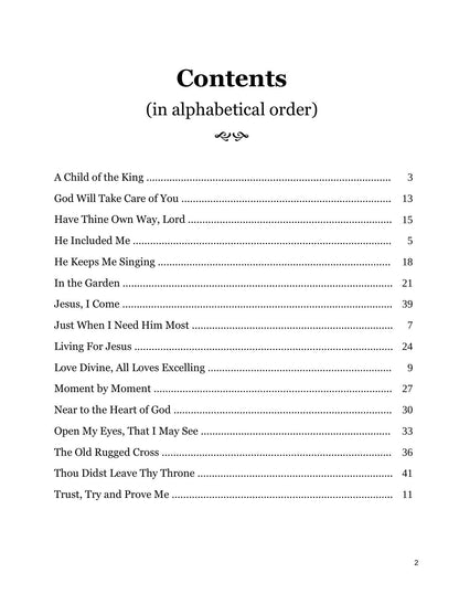 Table of contents of Hymns For Chromatic Mountain Dulcimer by Larry Conger