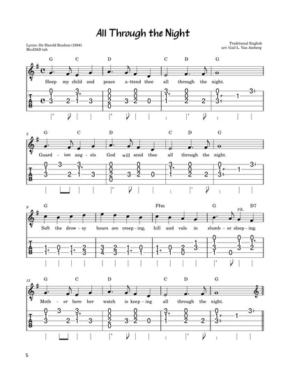 All Through The Night in mountain dulcimer tab, from MaxDAD Songbook by Gail L. Van Amberg